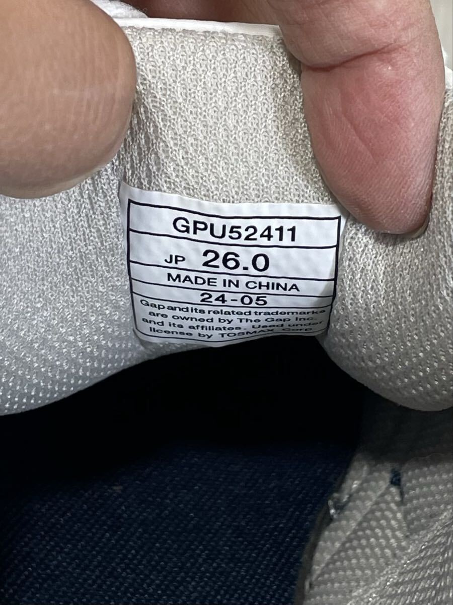 【中古・保管品】GAP スニーカー 26cm ローカット 軽量 スニーカー 26センチ ホワイト/ネイビー GPU52411 白 ギャップ_画像9