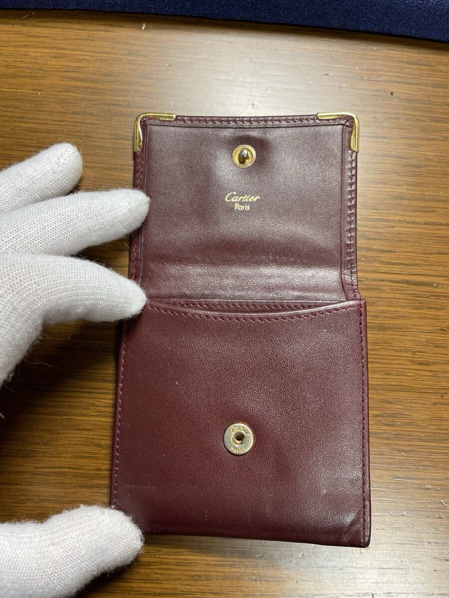 【中古・保管品 】Cartier カルティエ マストライン 小銭入れ コインケース ボルドー ビンテージ ヴィンテージ レザー 財布 マスト_画像2