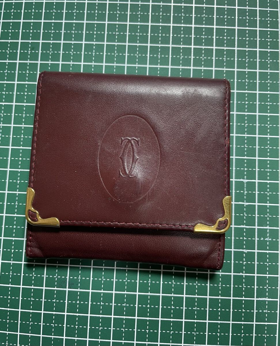【中古・保管品 】Cartier カルティエ マストライン 小銭入れ コインケース ボルドー ビンテージ ヴィンテージ レザー 財布 マスト_画像10