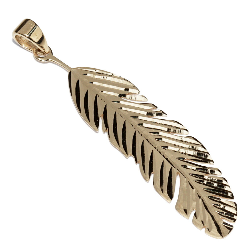 ペンダントトップ K18YG フェザー 羽_画像1