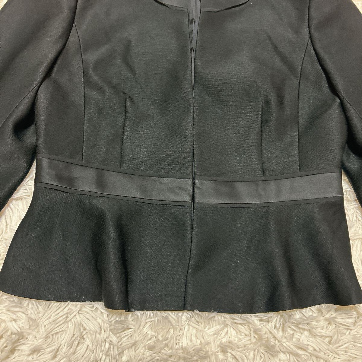 東京ソワール ランバンノワール LANVIN NOIR ノーカラー ブラックフォーマルジャケット 38 冠婚葬祭 礼服 喪服 裾ペプラム_画像5