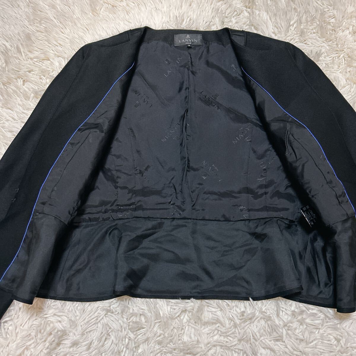 東京ソワール ランバンノワール LANVIN NOIR ノーカラー ブラックフォーマルジャケット 38 冠婚葬祭 礼服 喪服 裾ペプラム_画像7