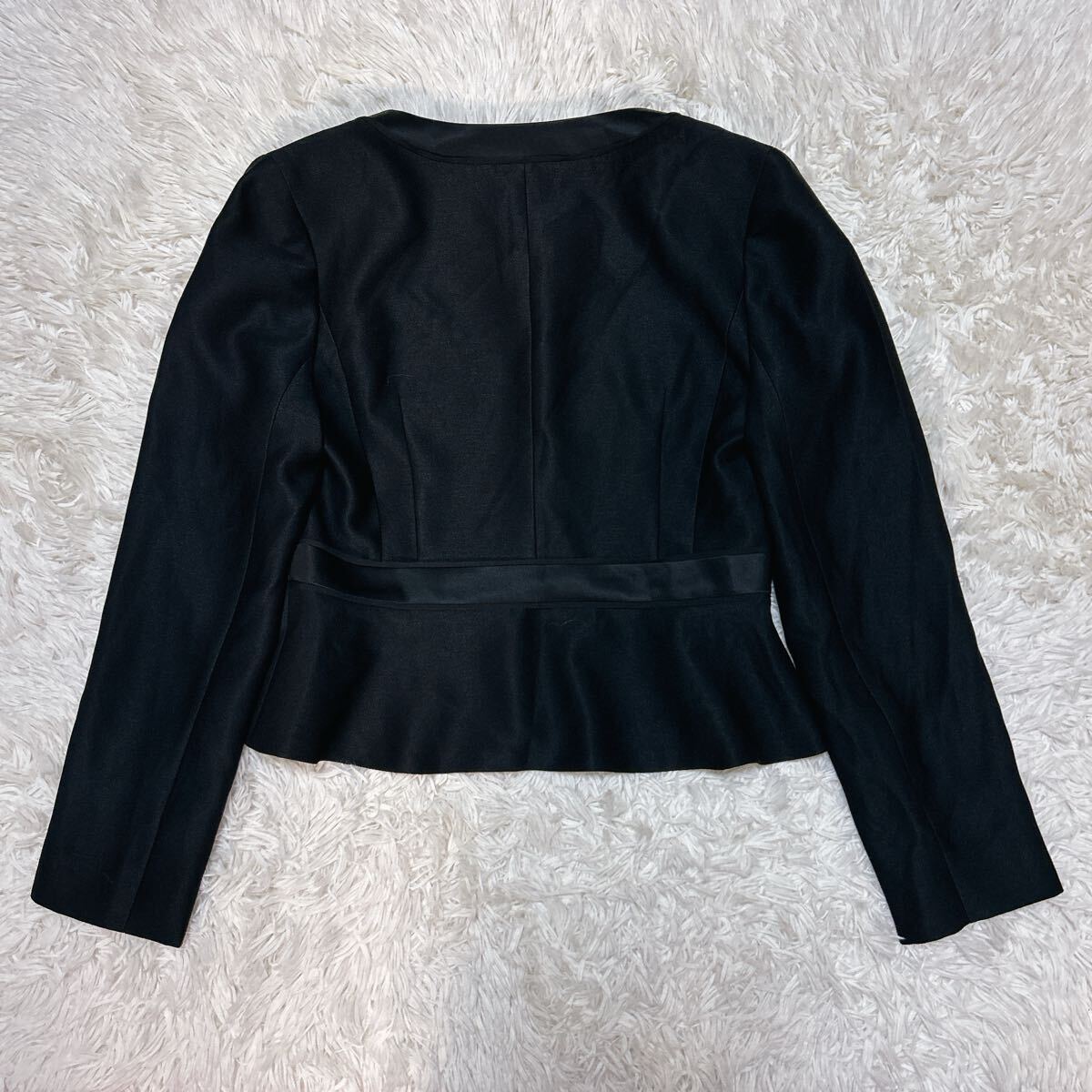 東京ソワール ランバンノワール LANVIN NOIR ノーカラー ブラックフォーマルジャケット 38 冠婚葬祭 礼服 喪服 裾ペプラム_画像9