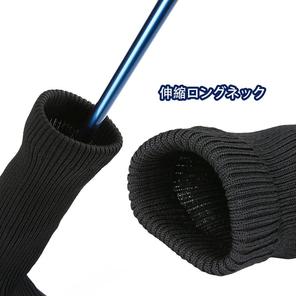 クラブクラブヘッドカバー3点セット ドライバーカバー フェアウェイウッドカバー ユーティリティカバー 番号タグ付き 軽量 耐摩耗 ネイビー_画像5