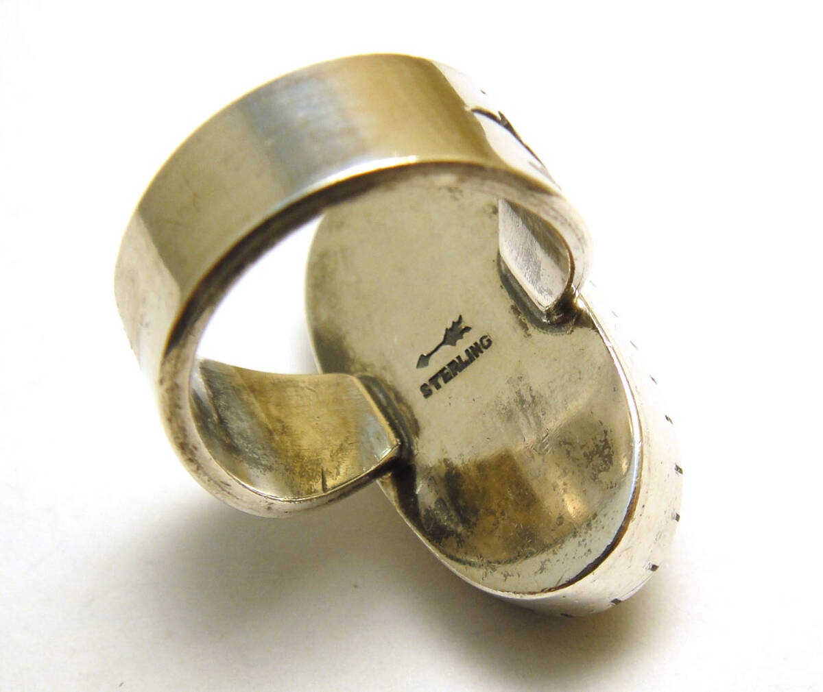 SP◆14号◆USED洗浄済スターリングシルバー 特大オニキス ホピ族 ベアクロー タートル 亀 インディアンジュエリー リング STERLING_画像6