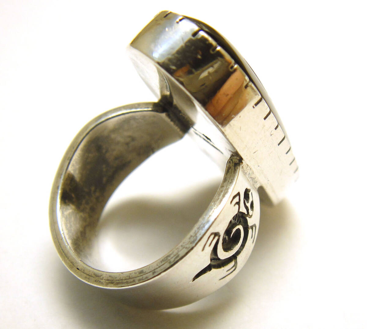 SP◆14号◆USED洗浄済スターリングシルバー 特大オニキス ホピ族 ベアクロー タートル 亀 インディアンジュエリー リング STERLING_画像4