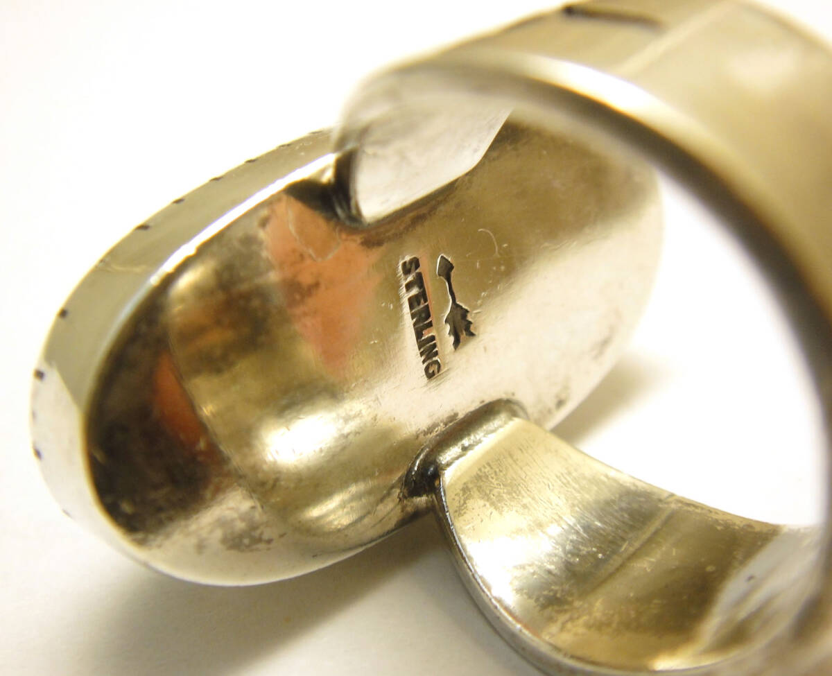 SP◆14号◆USED洗浄済スターリングシルバー 特大オニキス ホピ族 ベアクロー タートル 亀 インディアンジュエリー リング STERLING_画像5