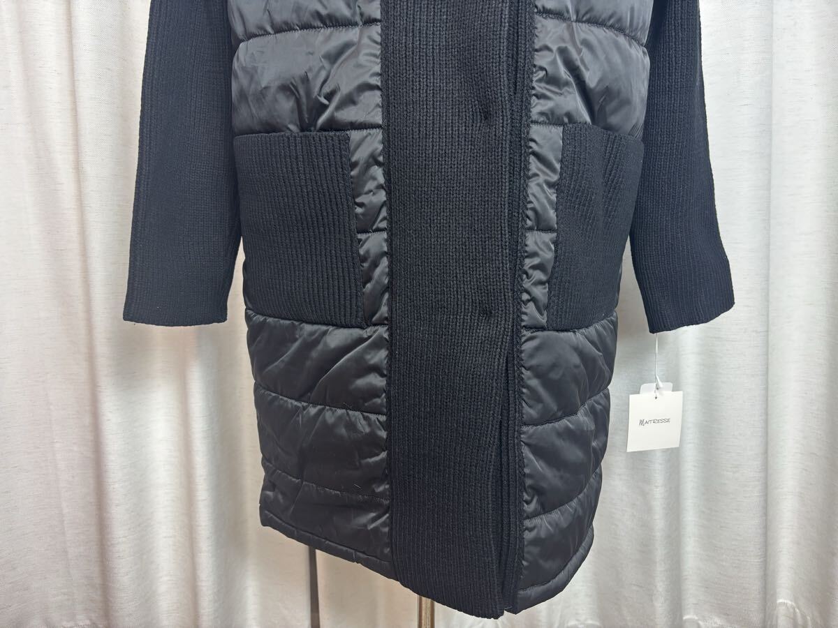 新品！MAITRESSEメトリーゼニットフード中綿ロングコート38黒スコットクラブヤマダヤ即決送料無料ゆうパック送料安！_画像3