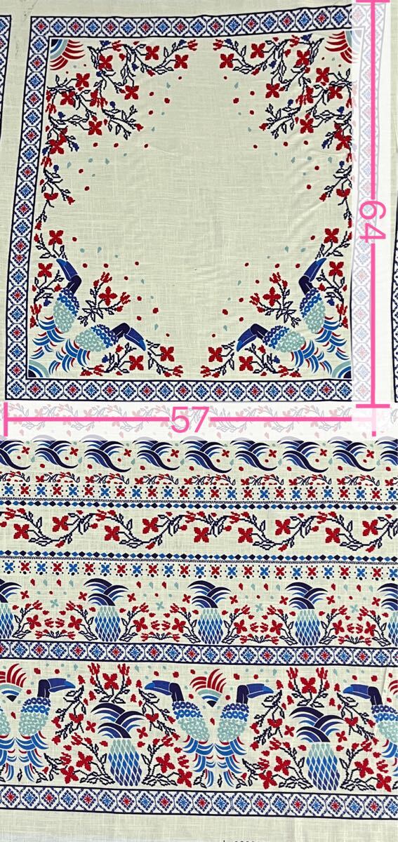 レーヨンリネン生地 パネル生地 ステッチ刺繍風プリント 1パネル 幅135×57cm延長可_画像2