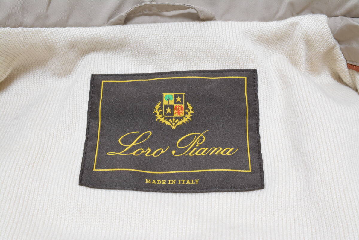 ロロピアーナ カシミヤ100% 高撥水ダウンジャケット 裏地カシミヤ100% ラクーンファー 天然素材特有の艶感 Loro piana 仔山羊革 グレージュ_画像8