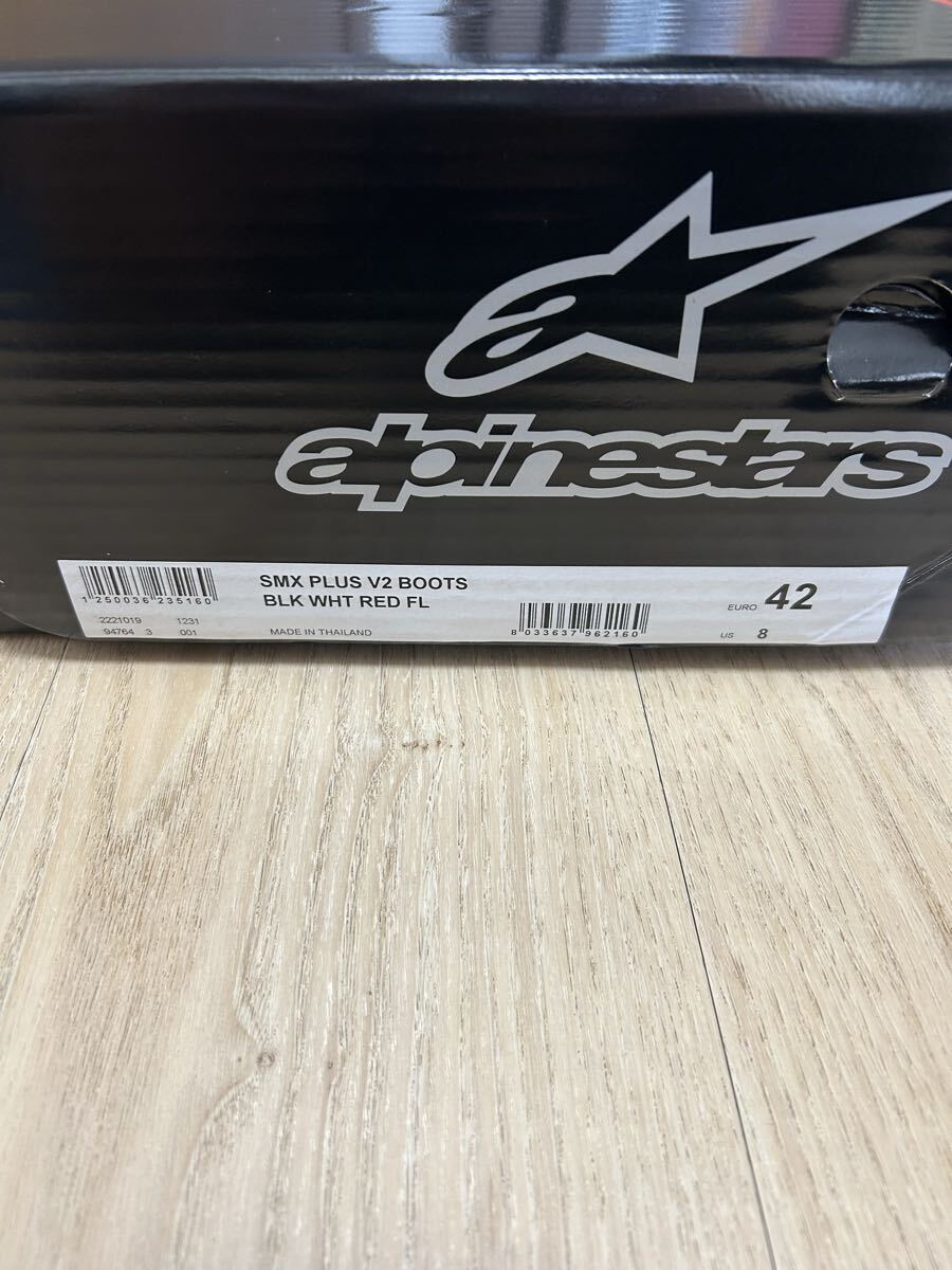 【新品】ALPINESTARS SMX PLUS V2 BOOTS BLACK WHITE RED FLUO_画像7