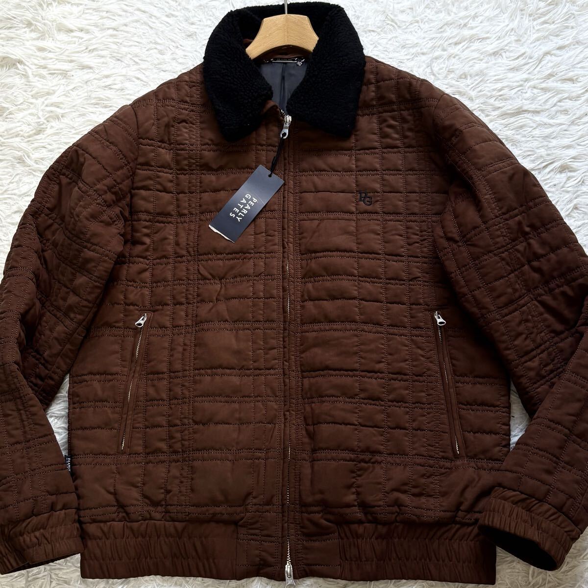 【新品 近年モデル】PEARLY GATES ジャケット 2way 背面ロゴ スウェード 中綿 ボア ブルゾン パーリーゲイツ メンズ ゴルフ ブラウン 4 M_画像2