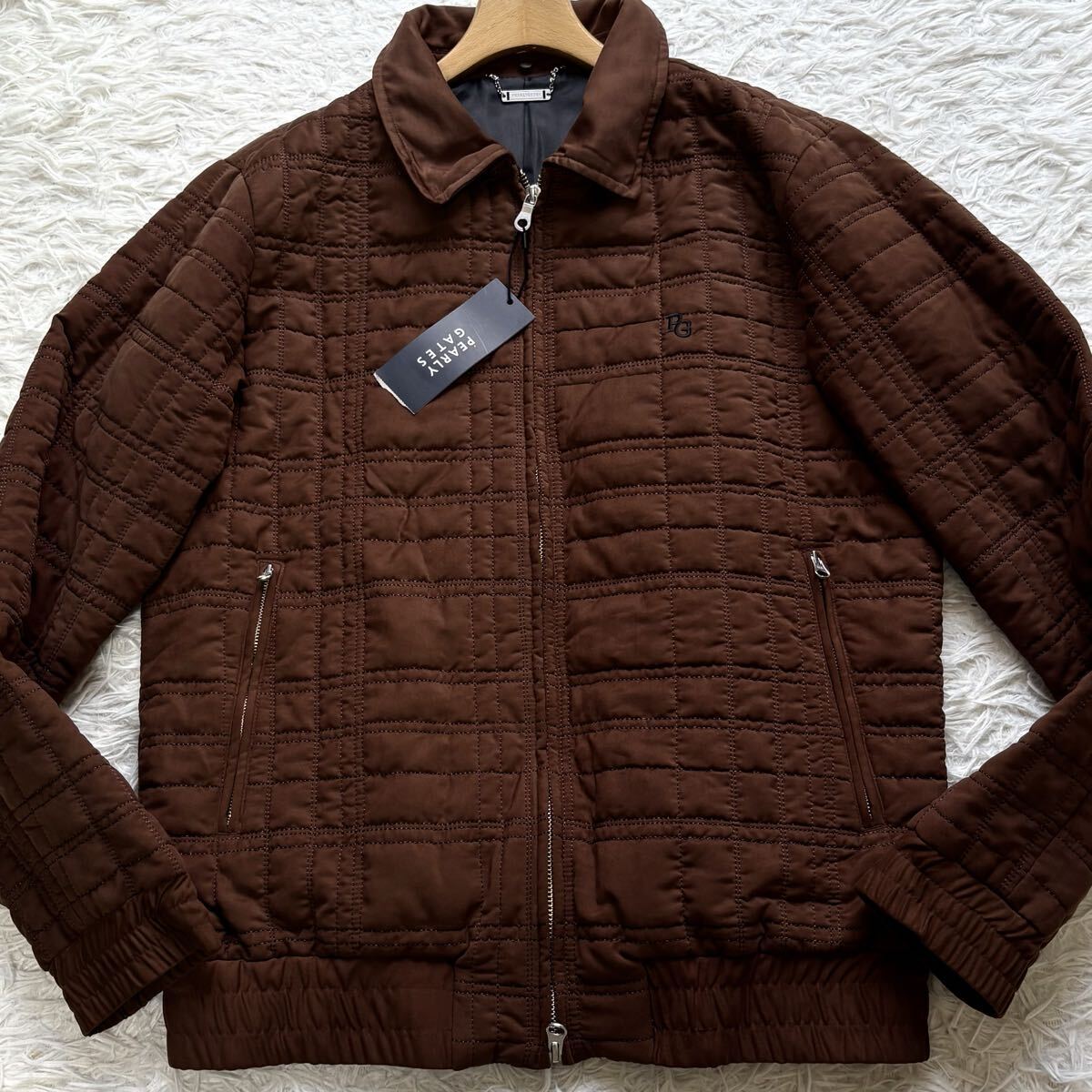 【新品 近年モデル】PEARLY GATES ジャケット 2way 背面ロゴ スウェード 中綿 ボア ブルゾン パーリーゲイツ メンズ ゴルフ ブラウン 4 M_画像4