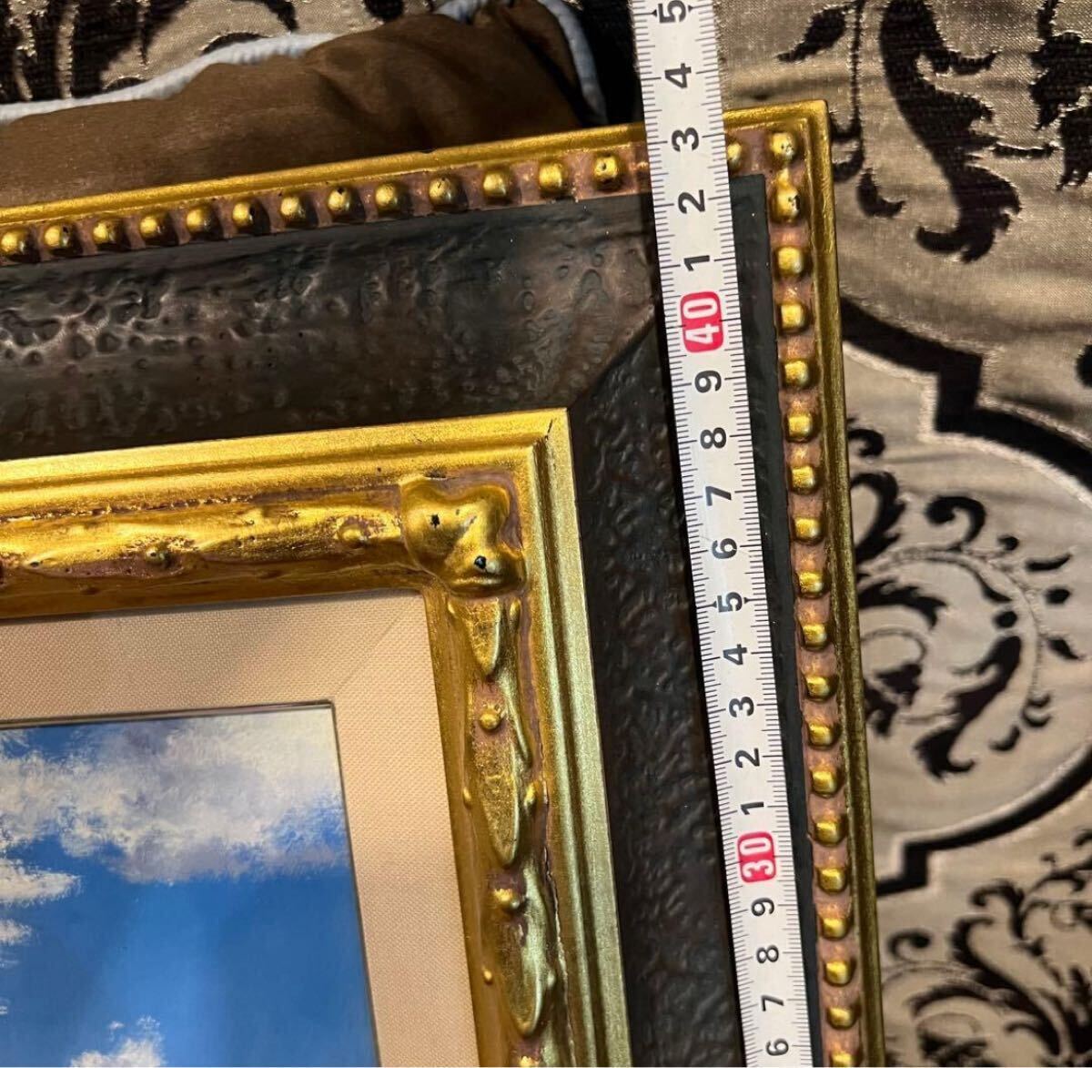 高級額　真作　樋口洋 「札幌麦秋」 油彩6号 B01 - 50741 風景画　5_画像7