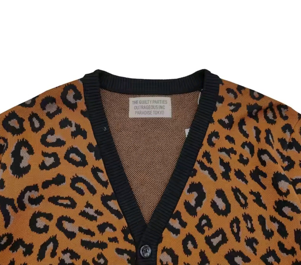 メンズ レディース 長袖 ニット セーター Vネック カーディガン ストリート Leopard レオパード 豹柄 ヒョウ アニマル HIPHOP S-XL a6171_画像5