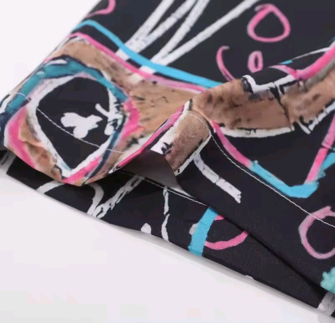 ユニセックス　メンズ レディース 半袖 シャツ ハワイアン アロハ ストリート レゲエ JEAN MICHEL BASQUIAT バスキア HIPHOP S-XL a6185_画像6