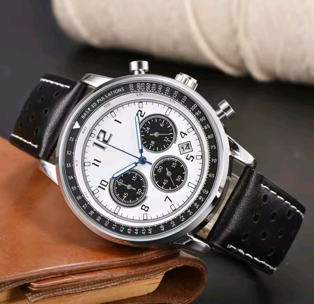 腕時計 新品 未使用品 Watch クォーツ ステンレス PUレザー 防水 耐衝撃 メンズ アナログ ビジネス 高級感 クロノグラフ 日付 発光 a6178_画像2