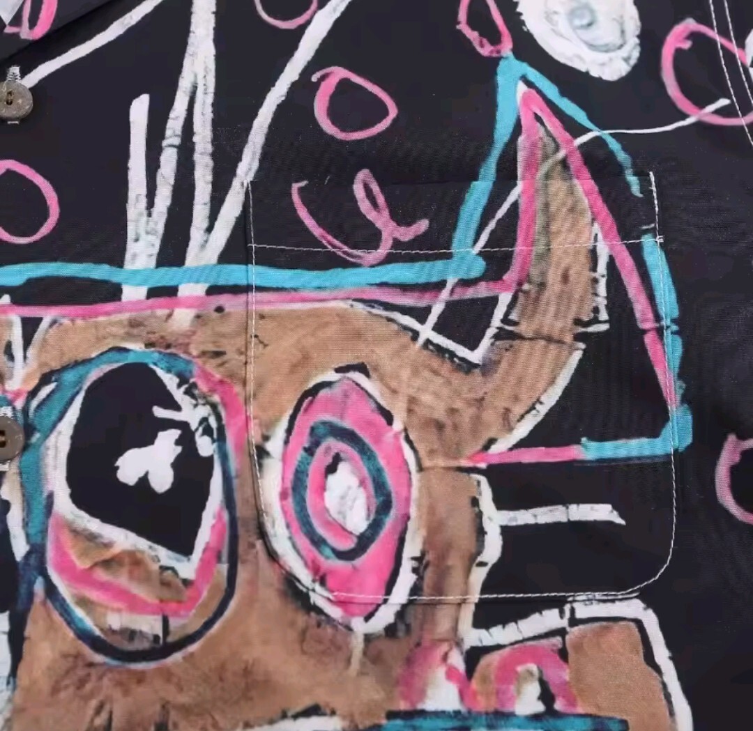 ユニセックス　メンズ レディース 半袖 シャツ ハワイアン アロハ ストリート レゲエ JEAN MICHEL BASQUIAT バスキア HIPHOP S-XL a6185_画像3