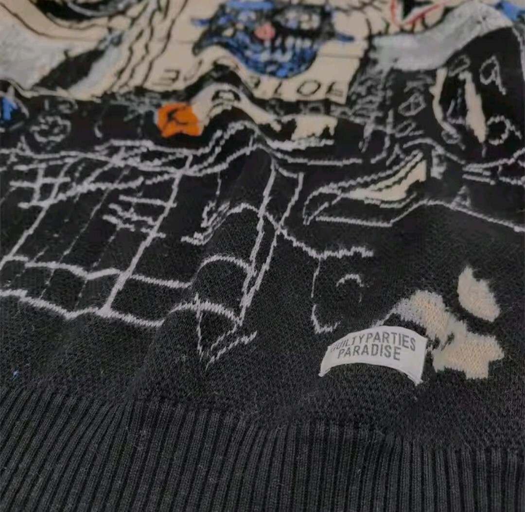 メンズ レディース 長袖 ニット セーター ラウンドネック 丸首 ストリート レゲエ JEAN MICHEL BASQUIAT バスキア HIPHOP S-XL a6174_画像9