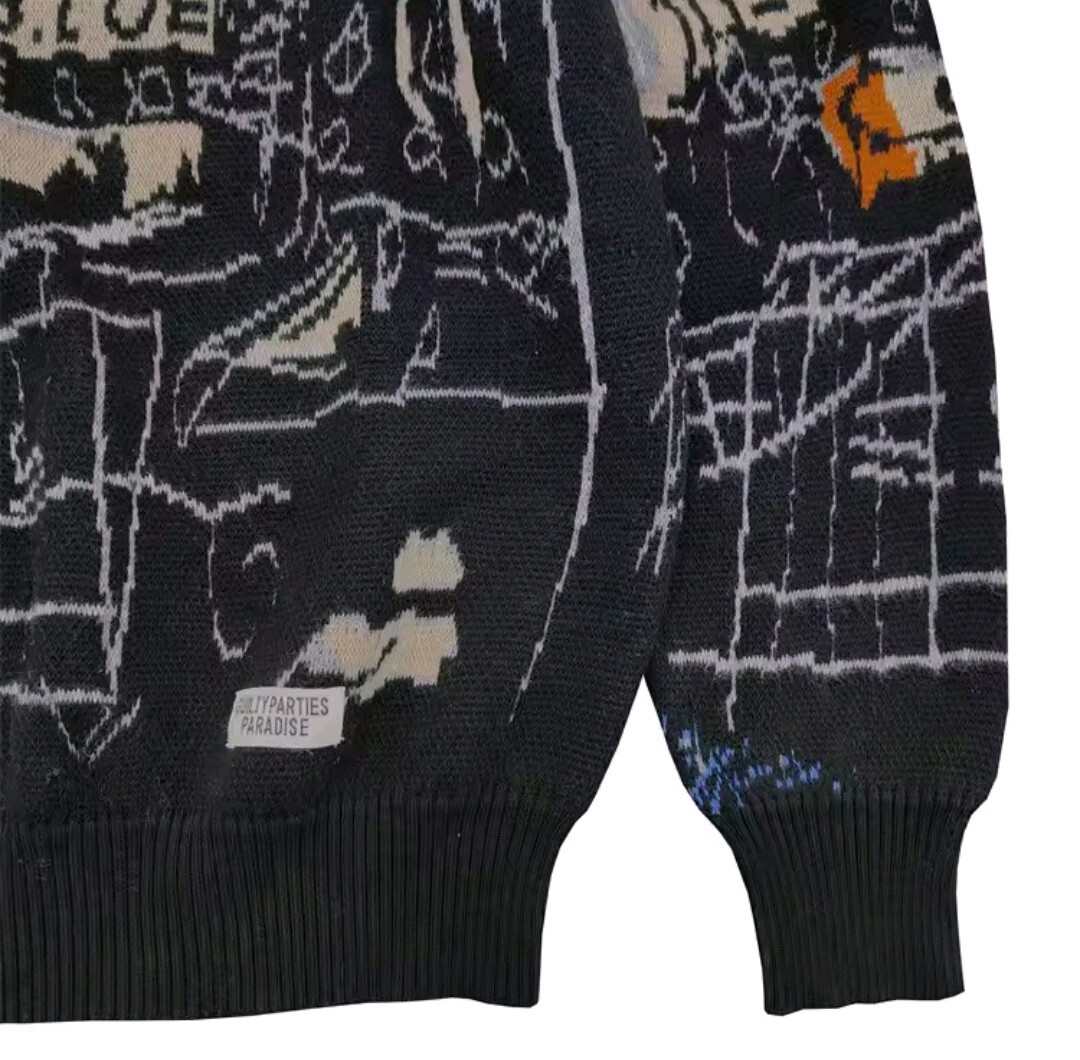 メンズ レディース 長袖 ニット セーター ラウンドネック 丸首 ストリート レゲエ JEAN MICHEL BASQUIAT バスキア HIPHOP S-XL a6174_画像8