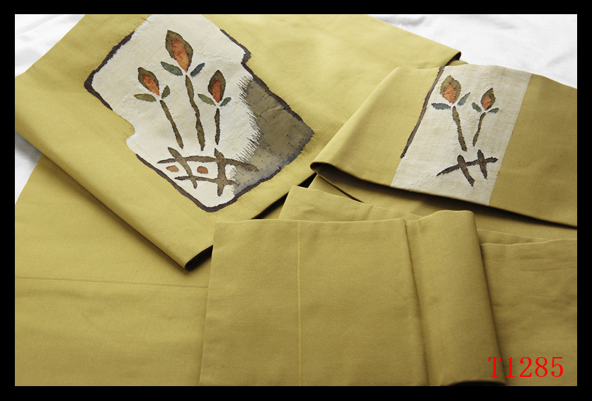 蔵【T1285】厳選逸品　青朽葉色地　気品豊かに　正絹高級美術名古屋帯　◇検簪着物袋帯和装小物帯締め_画像4