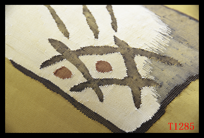 蔵【T1285】厳選逸品　青朽葉色地　気品豊かに　正絹高級美術名古屋帯　◇検簪着物袋帯和装小物帯締め_画像6