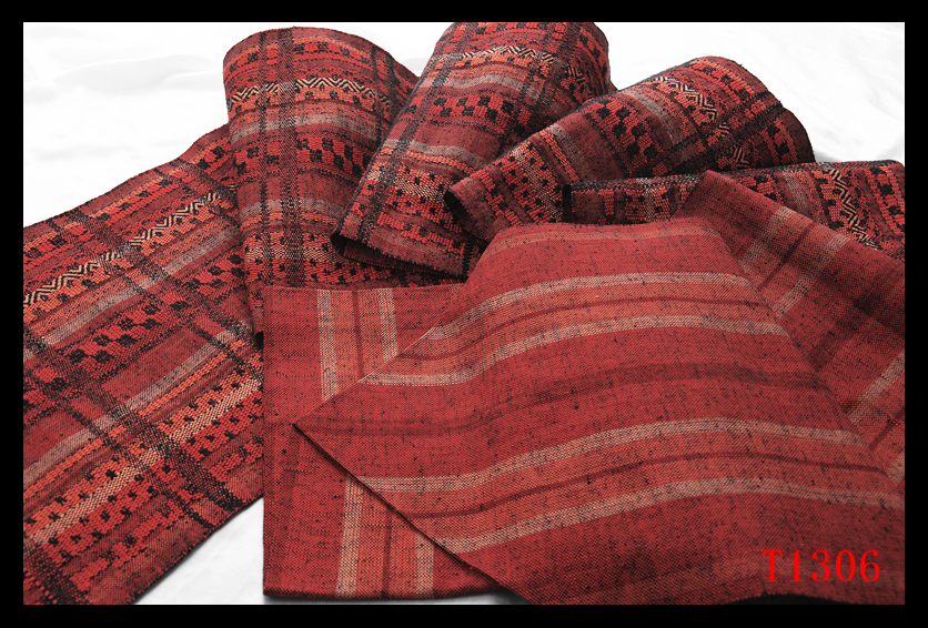 蔵【T1306】厳選逸品　綿紬　間道紋　紅海老茶色地　気品豊かに　高級美術名古屋帯　◇検簪着物袋帯和装小物帯締め_画像4