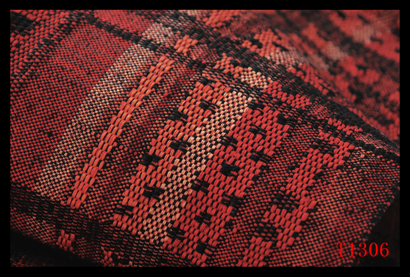 蔵【T1306】厳選逸品　綿紬　間道紋　紅海老茶色地　気品豊かに　高級美術名古屋帯　◇検簪着物袋帯和装小物帯締め_画像5