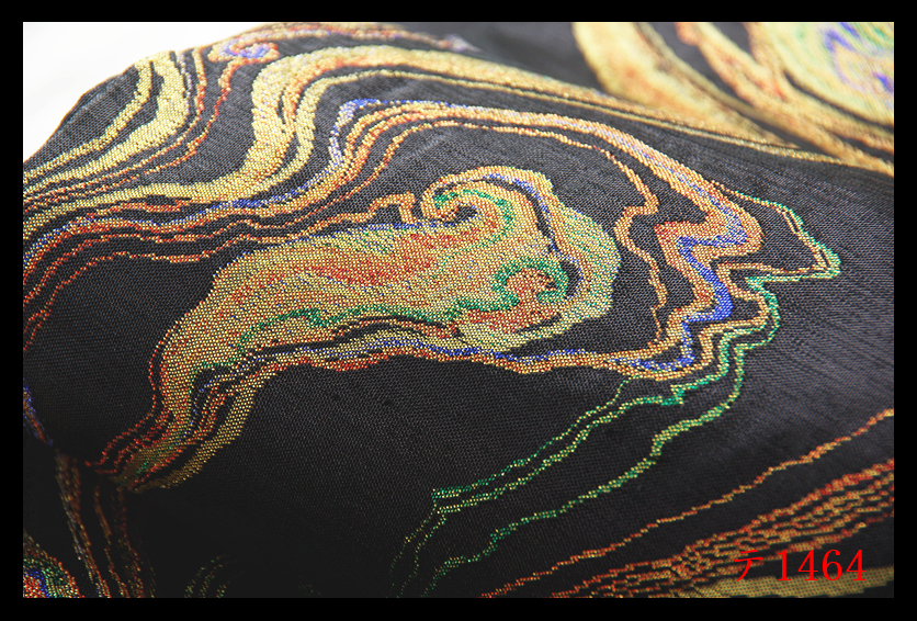 蔵【テ1464】厳選逸品　水紋　藍墨茶色地　気品豊かに　正絹純金糸六通高級美術袋帯　◇検◇簪着物名古屋帯和装小物帯締め_画像6