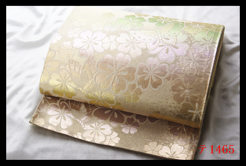蔵【テ1465】厳選逸品　花蝶紋　暈し　気品豊かに　正絹六通高級美術袋帯　◇検◇簪着物名古屋帯和装小物帯締め_画像2