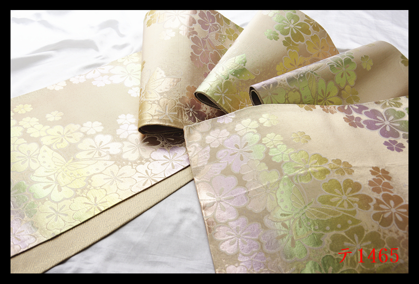 蔵【テ1465】厳選逸品　花蝶紋　暈し　気品豊かに　正絹六通高級美術袋帯　◇検◇簪着物名古屋帯和装小物帯締め_画像4