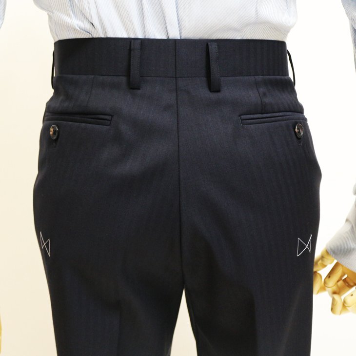 【1円開始】 男性 メンズ 新品 秋冬 西川毛織 Super110s 濃紺ネイビー杉綾織 型紙 : J-REP05-2B 型 2つボタン ビジネス スーツ AB6_画像8