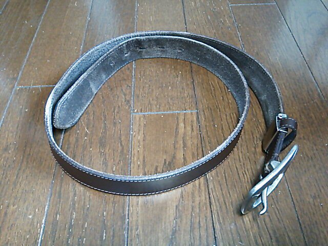 リーバイス Levi's スクエアバックルベルト LV35mmASG 牛革 レザーベルト フリー ダークブラウン 中古_画像1
