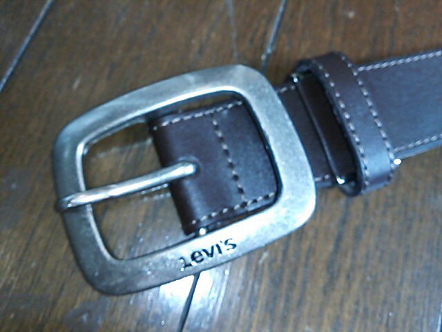 リーバイス Levi's スクエアバックルベルト LV35mmASG 牛革 レザーベルト フリー ダークブラウン 中古_画像2