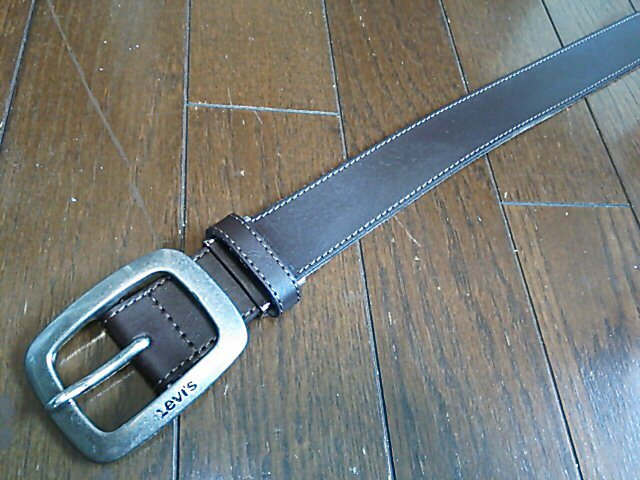 リーバイス Levi's スクエアバックルベルト LV35mmASG 牛革 レザーベルト フリー ダークブラウン 中古_画像3