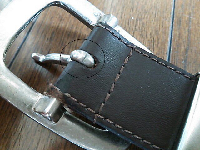 リーバイス Levi's スクエアバックルベルト LV35mmASG 牛革 レザーベルト フリー ダークブラウン 中古_画像10