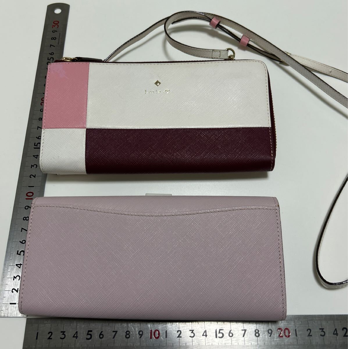 ◆Luria 4℃ ルリア ヨンドシー 長財布 2点SET ピンク&ボルドー系◆ ショルダーストラップ付き L字ジップ & かぶせ【送料無料】1029_画像2