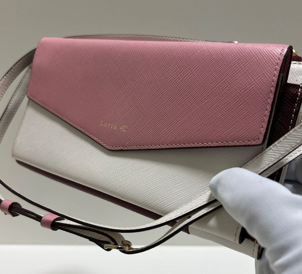 ◆Luria 4℃ ルリア ヨンドシー 長財布 2点SET ピンク&ボルドー系◆ ショルダーストラップ付き L字ジップ & かぶせ【送料無料】1029_画像5