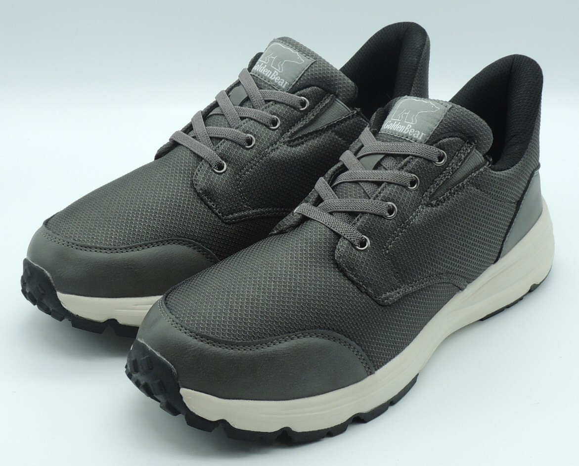 ゴールデンベア スニーカー メンズ 防水 軽量 幅広 ゴム紐 手を使わず履ける スリッポン ハンズフリー Golden Bear GB-276 グレー 27.0cm_画像1