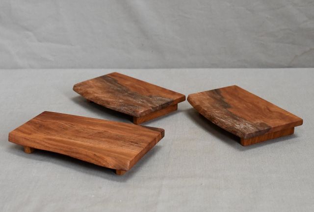 欅ミニ花台、小品盆栽台、新品　３点_画像2