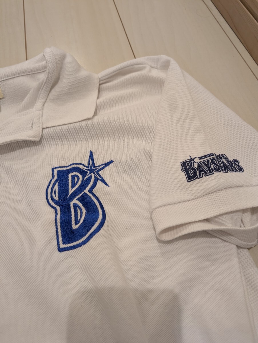 KNACKERED 横浜DeNAベイスターズ コラボ 半袖ポロシャツ 白 サイズL 一部刺繍_画像2