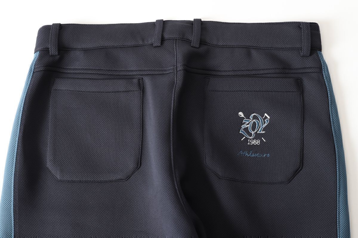 1円★ZOY ゾーイ★オックスダンボールニットロング サイドラインリブパンツ W85【071414410】ネイビー紺【本物保証】ストレッチ軽量素材_画像5