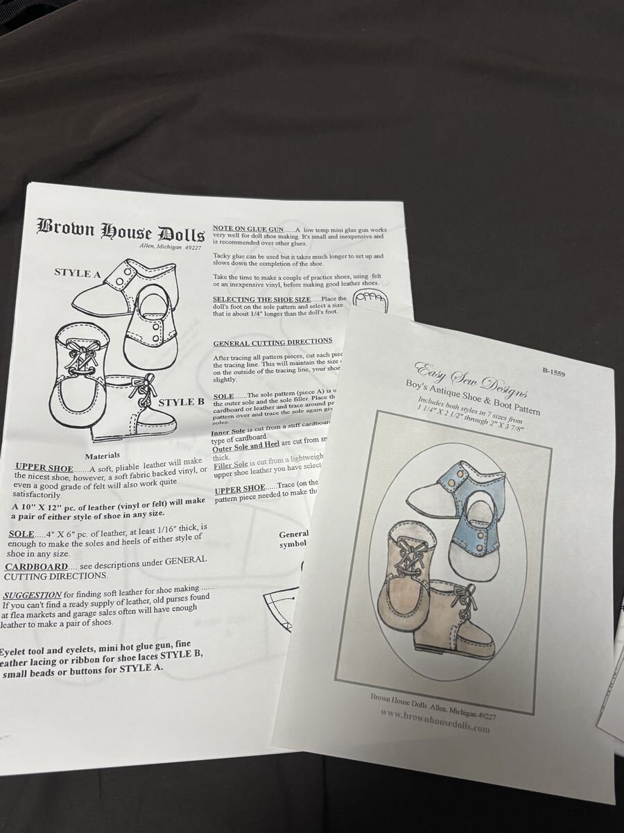 ビスクドール 男の子セット 型紙 まとめ セーラー服 ケープコート ドール用 ブーツ シューズ アンティーク ビンテージ アメリカ_画像2