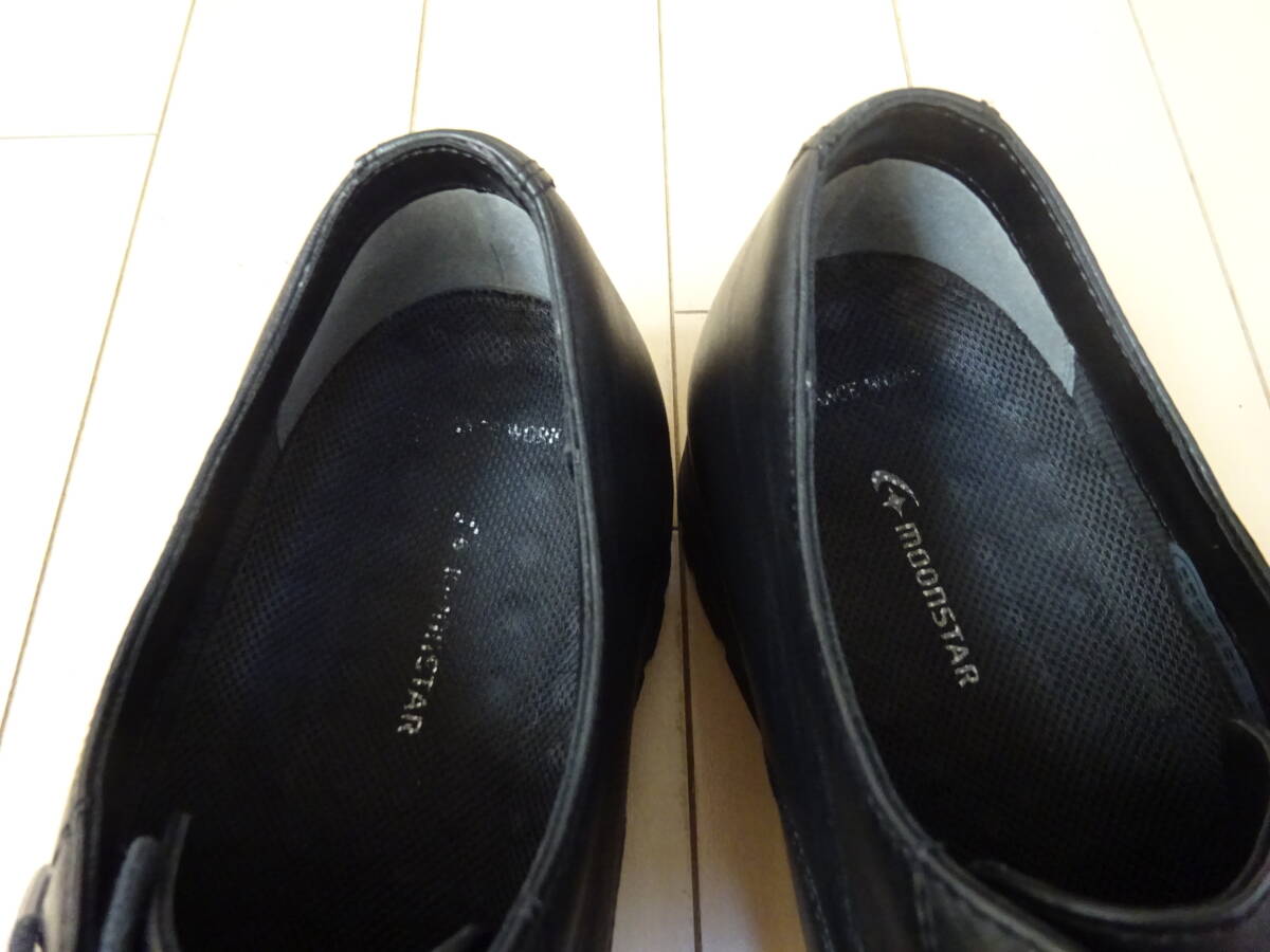moonstar ムーンスター バランスワークス★防滑 スクエアトゥ ストレートチップ 外羽根 本革ビジネスシューズ 美品 26cmEEE 黒_画像4
