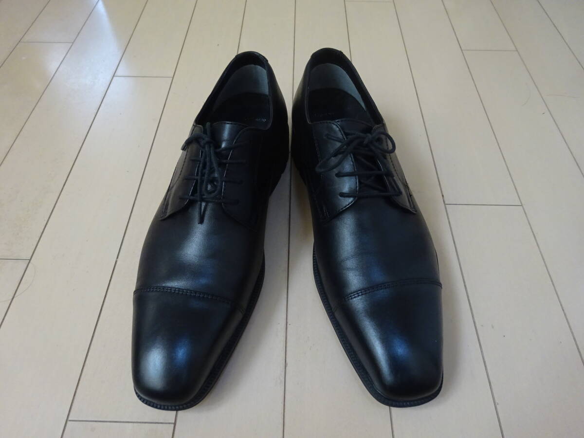 moonstar ムーンスター バランスワークス★防滑 スクエアトゥ ストレートチップ 外羽根 本革ビジネスシューズ 美品 26cmEEE 黒_画像1