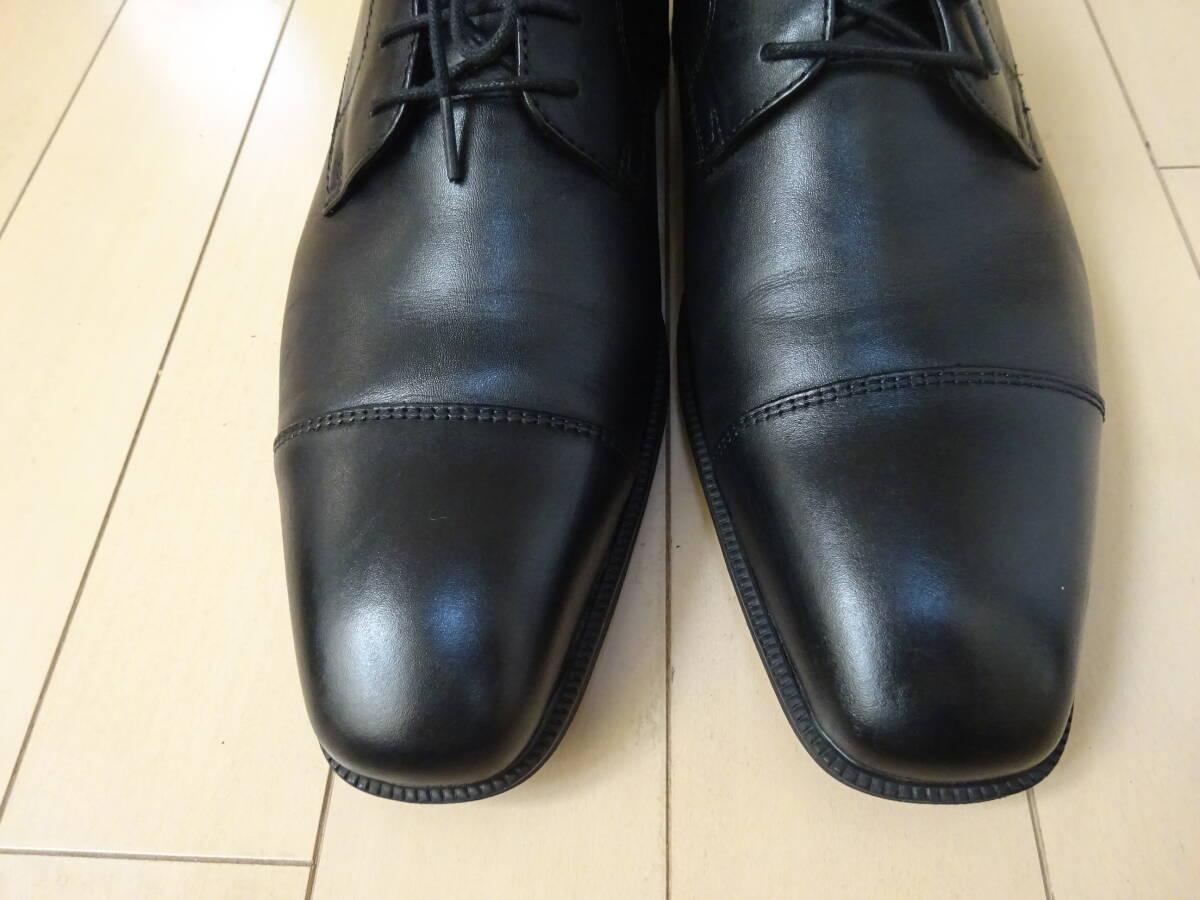 moonstar ムーンスター バランスワークス★防滑 スクエアトゥ ストレートチップ 外羽根 本革ビジネスシューズ 美品 26cmEEE 黒_画像3
