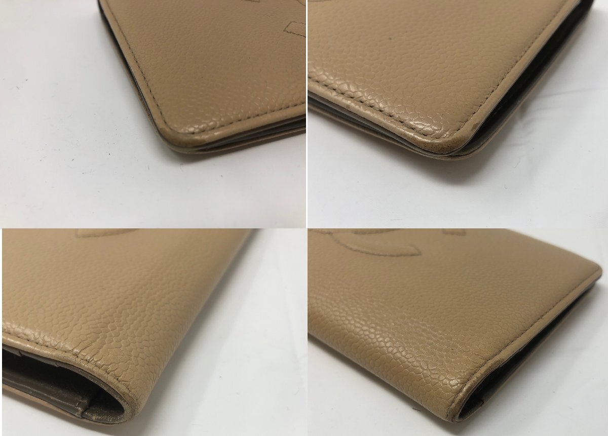 ◆CHANEL　シャネル　長財布　二つ折り　使用感大　財布　本體のみ　ベージュ系　中古◆16012★
