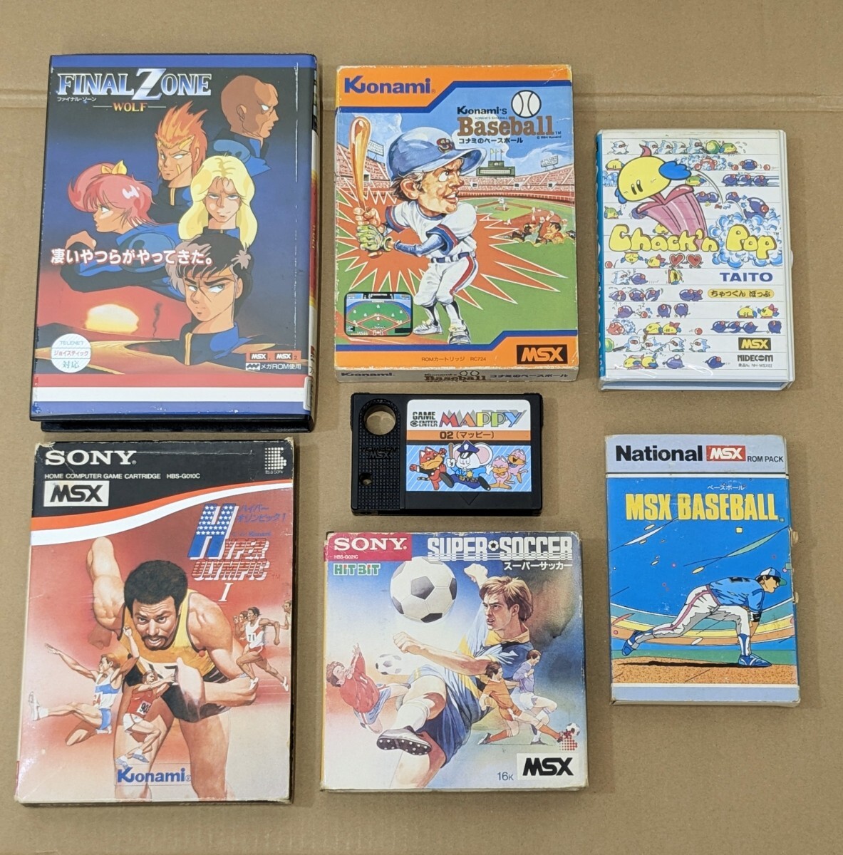 MSX ゲームソフト ファイナル ゾーン チャックンポップ マッピー ハイパーオリンピック テレネット タイトー ナムコ コナミ　カートリッジ_画像1