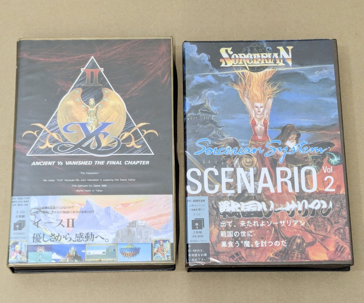 ゲームソフト PC-8801 SR 5インチ2D フロッピー　イースⅡ 4枚組　戦国ソーサリアン 2枚組 シナリオVol.2 フロッピー3枚付き レトロゲーム_画像1
