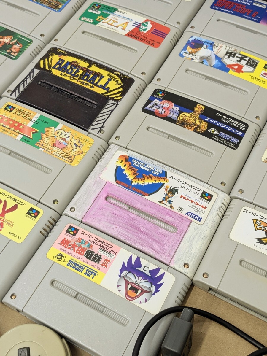 任天堂 スーパーファミコン ソフト 24本 カセットバッグ スーパーマルチタップ コントローラー セット スーファミ SFC カセット Nintendo_画像3